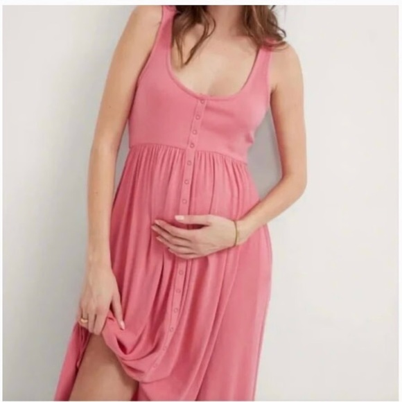 Hatch maternity softest ribbed tank nursing dress pink rose 2 medium - Picture 2 of 8
